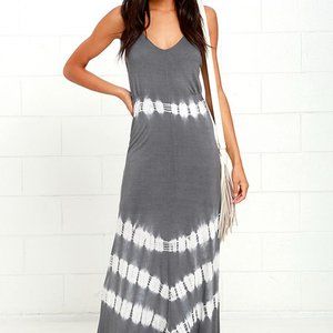 Olive and Oak Misty Morning Dark Grey Tie-Dye Maxi Dress